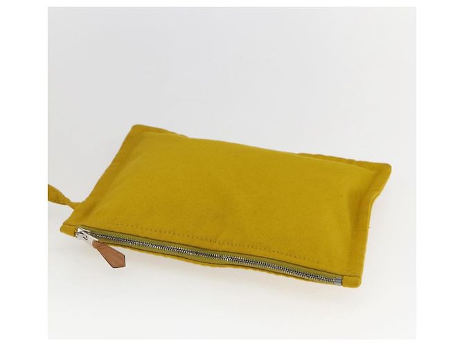 Hermès HERMES Cannes PM Borsa a Mano Tela Gialla Argento Auth 169571 Giallo - vista 18