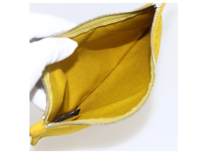 Hermès HERMES Cannes PM Borsa a Mano Tela Gialla Argento Auth 169571 Giallo - vista 19