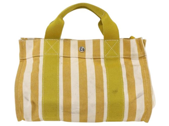 Hermès HERMES Cannes PM Borsa a Mano Tela Gialla Argento Auth 169571 Giallo - vista 2