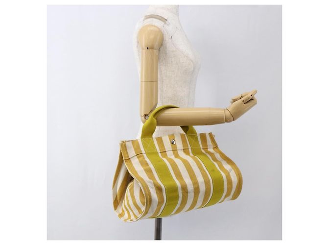 Hermès HERMES Cannes PM Borsa a Mano Tela Gialla Argento Auth 169571 Giallo - vista 21
