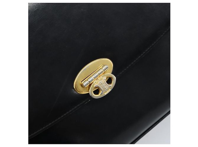 Céline Borsa a Spalla CELINE in Pelle Nera Oro Auth ka2456 Nero D'oro - vista 14