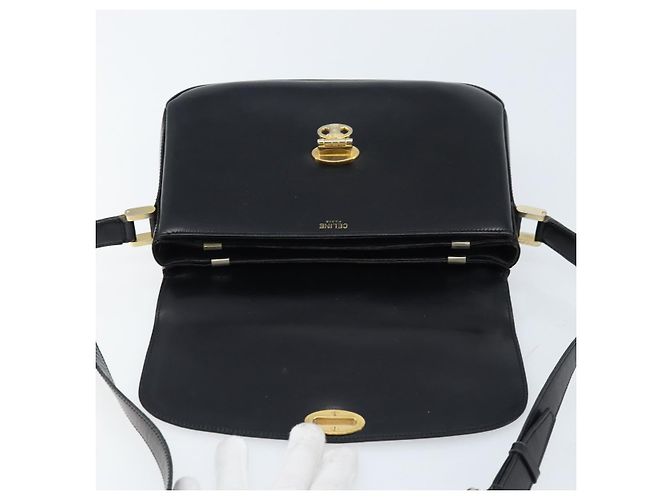 Céline Borsa a Spalla CELINE in Pelle Nera Oro Auth ka2456 Nero D'oro - vista 15