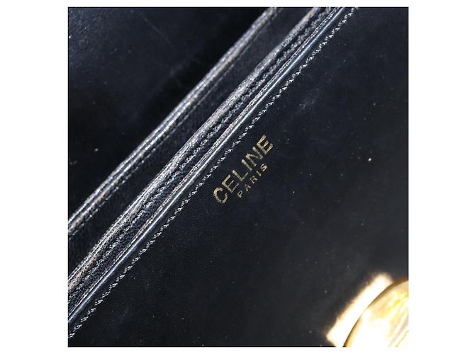 Céline Borsa a Spalla CELINE in Pelle Nera Oro Auth ka2456 Nero D'oro - vista 16