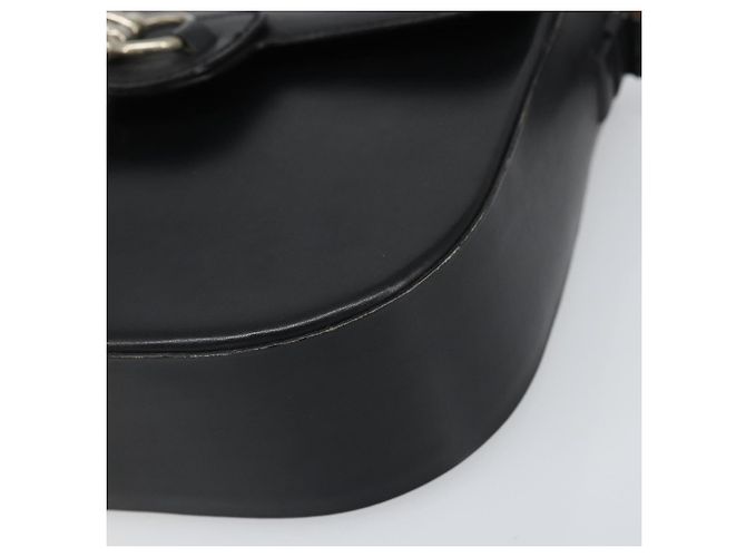 Borsa a Spalla Horsebit in Pelle Nera e Argento Christian Dior Auth am10763 Nero - vista 10