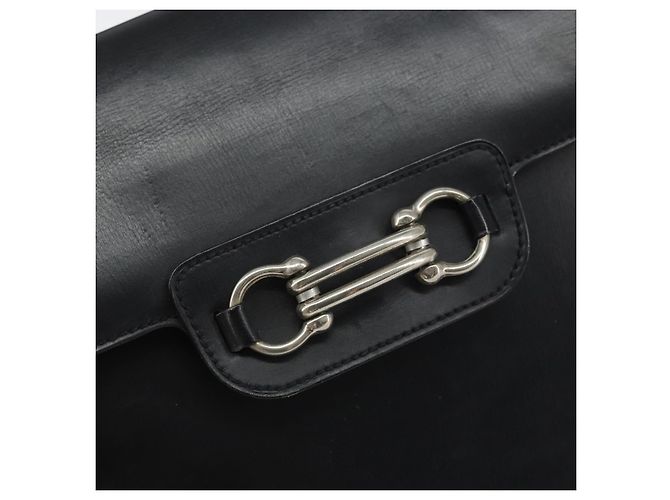 Borsa a Spalla Horsebit in Pelle Nera e Argento Christian Dior Auth am10763 Nero - vista 15