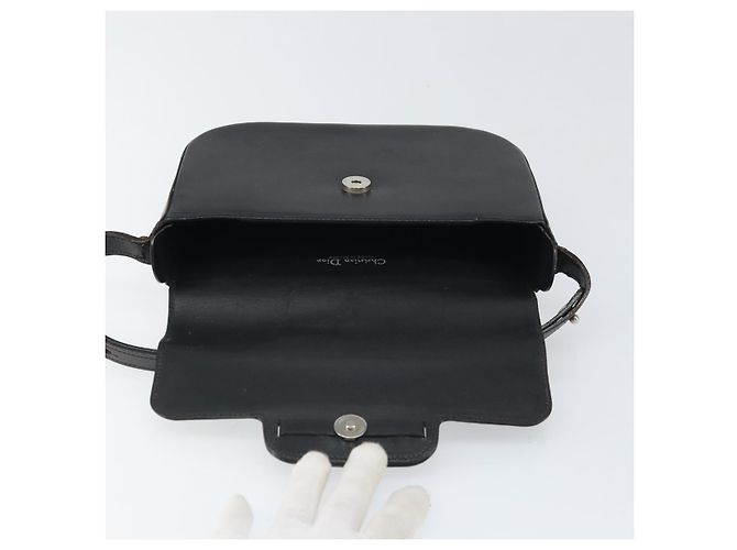 Borsa a Spalla Horsebit in Pelle Nera e Argento Christian Dior Auth am10763 Nero - vista 16