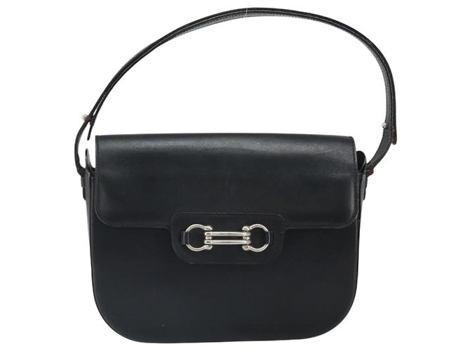 Borsa a Spalla Horsebit in Pelle Nera e Argento Christian Dior Auth am10763 Nero - vista 2