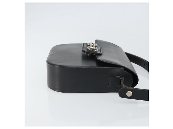 Borsa a Spalla Horsebit in Pelle Nera e Argento Christian Dior Auth am10763 Nero - vista 4