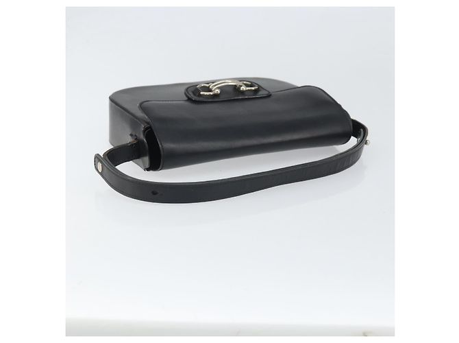 Borsa a Spalla Horsebit in Pelle Nera e Argento Christian Dior Auth am10763 Nero - vista 7