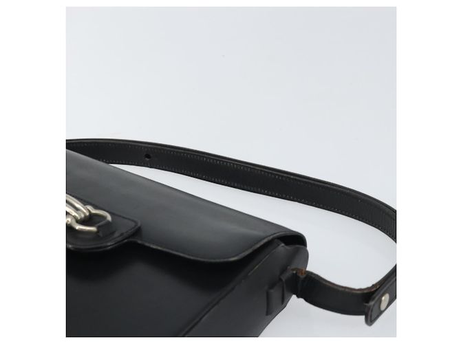 Borsa a Spalla Horsebit in Pelle Nera e Argento Christian Dior Auth am10763 Nero - vista 8
