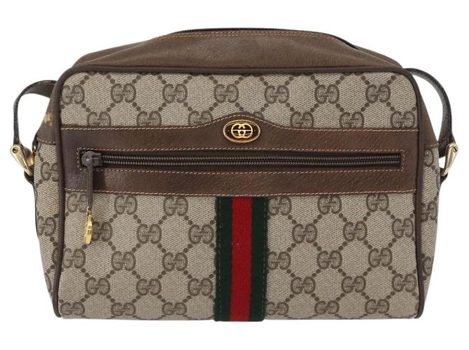 Bolsa Sherry Line GG Supreme Web da GUCCI em PVC bege e dourado 68 02 004 Auth 169630 - vista 2