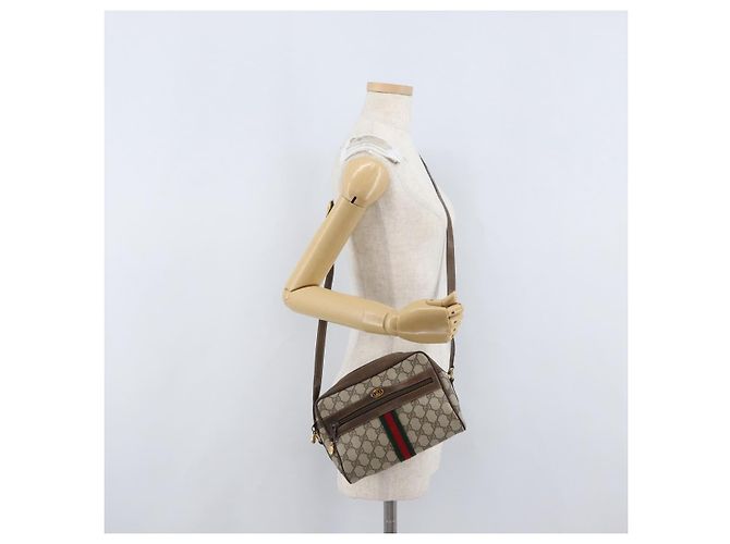 Bolsa Sherry Line GG Supreme Web da GUCCI em PVC bege e dourado 68 02 004 Auth 169630 - vista 24