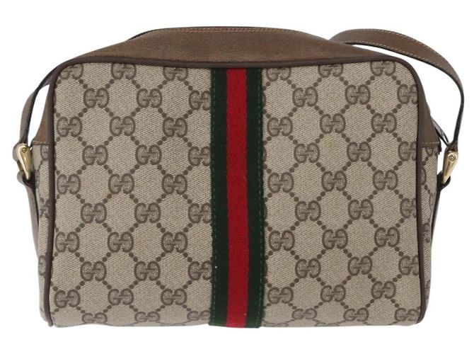 Bolsa Sherry Line GG Supreme Web da GUCCI em PVC bege e dourado 68 02 004 Auth 169630 - vista 3