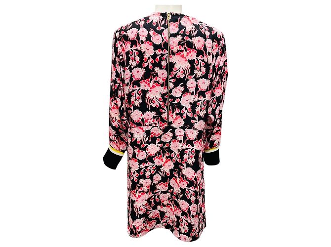 Vestido mini de seda de manga larga con estampado floral Marni negro / rosa / rojo Multicolor - vista 3