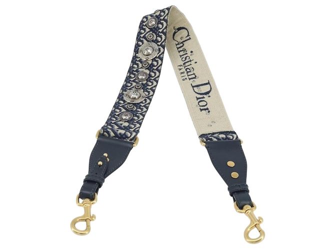 Cinghia a Spalla in Tela Trotter Christian Dior 37,4"" Blu Navy Auth ep13582 - vista 2