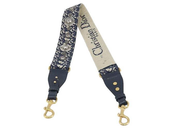 Cinghia a Spalla in Tela Trotter Christian Dior 37,4"" Blu Navy Auth ep13582 - vista 3
