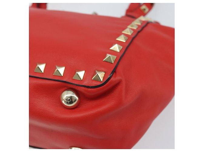 VALENTINO Borsa a mano Rock studs in pelle 2 in 1 Rossa Oro Auth BA10808 Rosso D'oro - vista 10