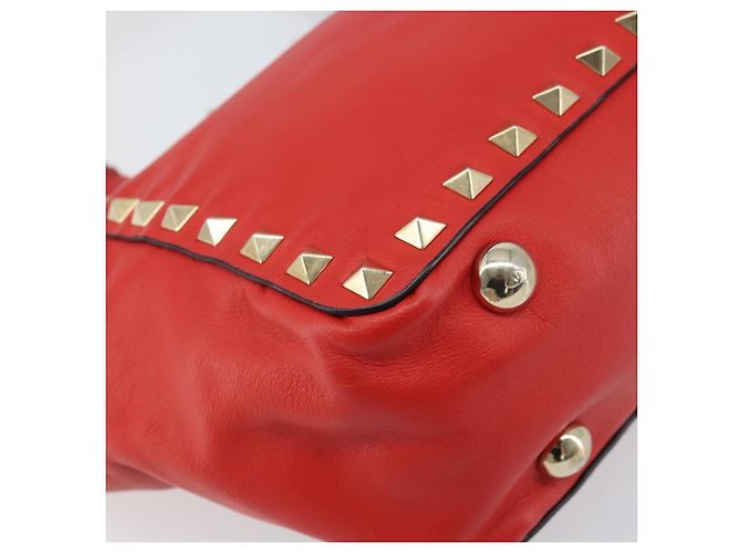 VALENTINO Borsa a mano Rock studs in pelle 2 in 1 Rossa Oro Auth BA10808 Rosso D'oro - vista 15