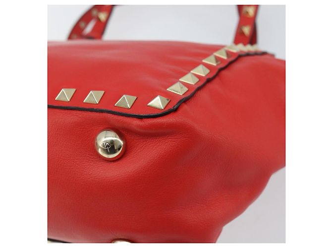 VALENTINO Borsa a mano Rock studs in pelle 2 in 1 Rossa Oro Auth BA10808 Rosso D'oro - vista 16