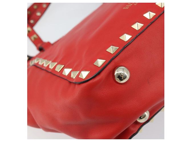 VALENTINO Borsa a mano Rock studs in pelle 2 in 1 Rossa Oro Auth BA10808 Rosso D'oro - vista 17