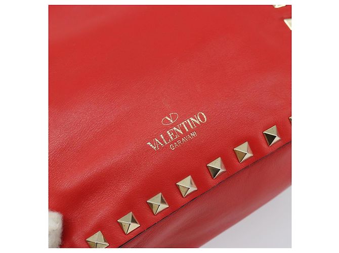 VALENTINO Borsa a mano Rock studs in pelle 2 in 1 Rossa Oro Auth BA10808 Rosso D'oro - vista 18