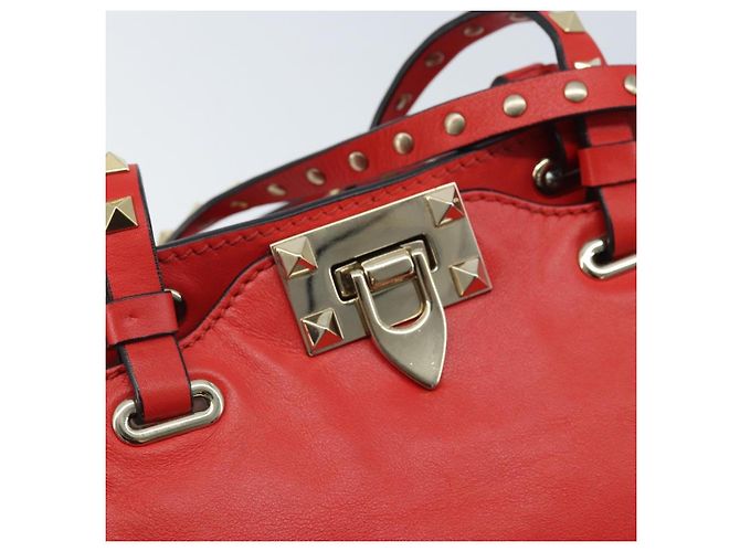 VALENTINO Borsa a mano Rock studs in pelle 2 in 1 Rossa Oro Auth BA10808 Rosso D'oro - vista 19
