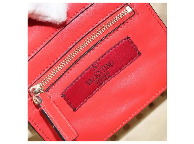 VALENTINO Borsa a mano Rock studs in pelle 2 in 1 Rossa Oro Auth BA10808 Rosso D'oro - vista 20