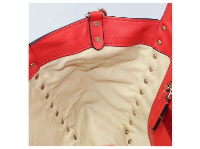 VALENTINO Borsa a mano Rock studs in pelle 2 in 1 Rossa Oro Auth BA10808 Rosso D'oro - vista 22