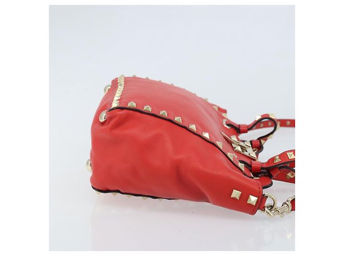 VALENTINO Borsa a mano Rock studs in pelle 2 in 1 Rossa Oro Auth BA10808 Rosso D'oro - vista 3