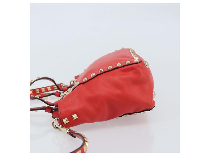 VALENTINO Borsa a mano Rock studs in pelle 2 in 1 Rossa Oro Auth BA10808 Rosso D'oro - vista 4