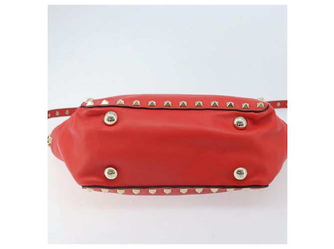 VALENTINO Borsa a mano Rock studs in pelle 2 in 1 Rossa Oro Auth BA10808 Rosso D'oro - vista 5
