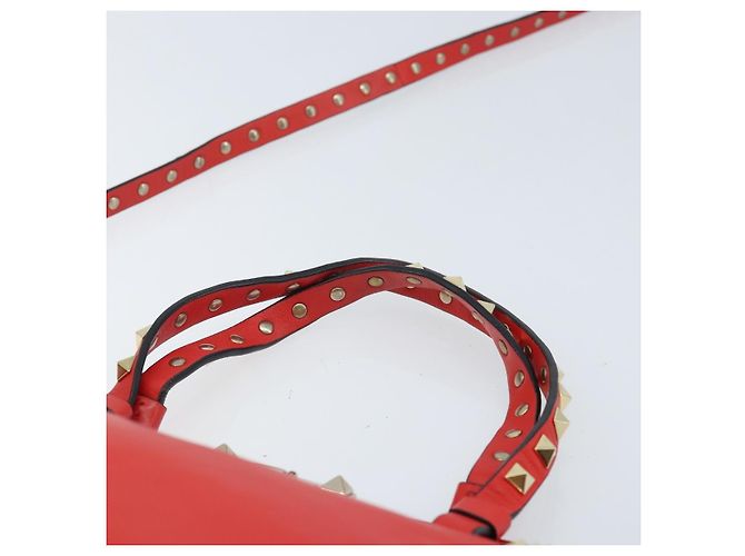 VALENTINO Borsa a mano Rock studs in pelle 2 in 1 Rossa Oro Auth BA10808 Rosso D'oro - vista 8