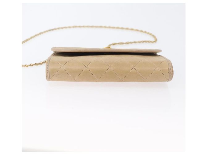 CHANEL Borsa a Spalla Matelassé in Pelle di Agnello Beige Oro CC Auth bs33475 D'oro - vista 10