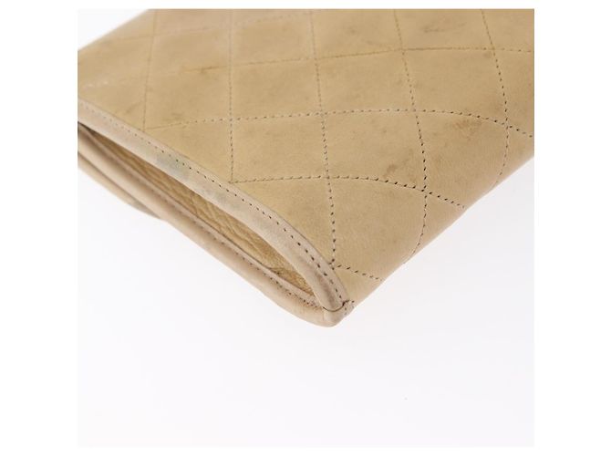CHANEL Borsa a Spalla Matelassé in Pelle di Agnello Beige Oro CC Auth bs33475 D'oro - vista 13