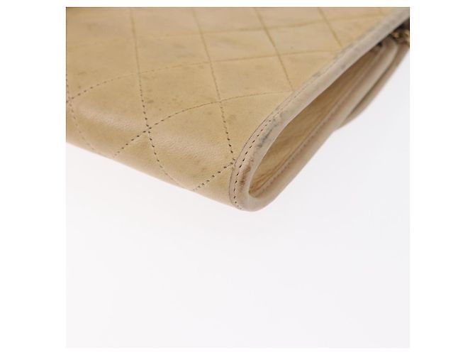 CHANEL Borsa a Spalla Matelassé in Pelle di Agnello Beige Oro CC Auth bs33475 D'oro - vista 14