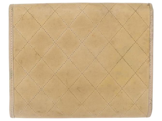 CHANEL Borsa a Spalla Matelassé in Pelle di Agnello Beige Oro CC Auth bs33475 D'oro - vista 4