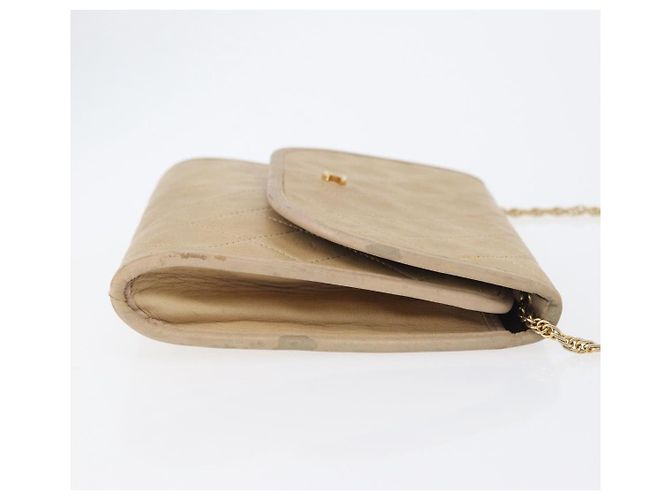 CHANEL Borsa a Spalla Matelassé in Pelle di Agnello Beige Oro CC Auth bs33475 D'oro - vista 5