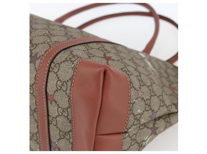 Gucci Borsa Tote GG Supreme in PVC Beige Oro 197953 Auth kk637 D'oro - vista 10
