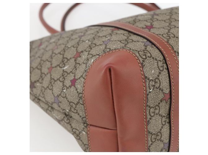 Gucci Borsa Tote GG Supreme in PVC Beige Oro 197953 Auth kk637 D'oro - vista 11