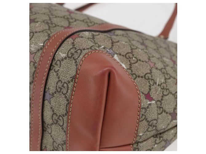 Gucci Borsa Tote GG Supreme in PVC Beige Oro 197953 Auth kk637 D'oro - vista 12