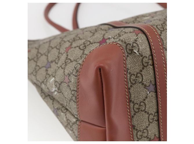Gucci Borsa Tote GG Supreme in PVC Beige Oro 197953 Auth kk637 D'oro - vista 13