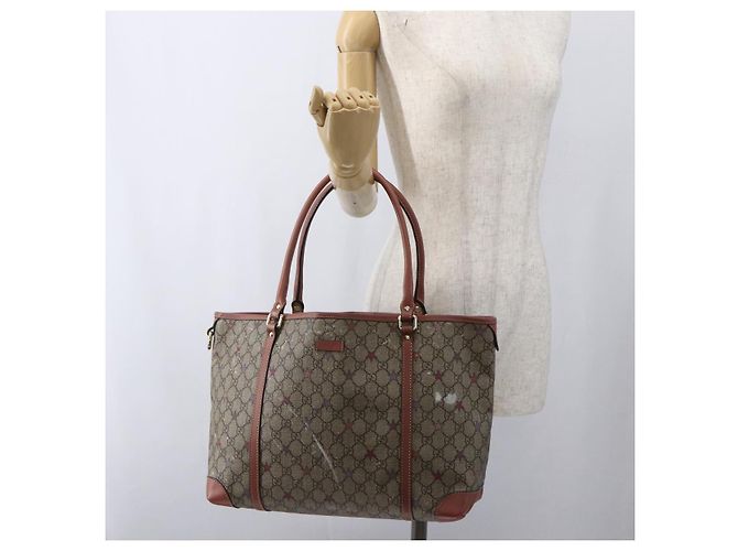 Gucci Borsa Tote GG Supreme in PVC Beige Oro 197953 Auth kk637 D'oro - vista 20
