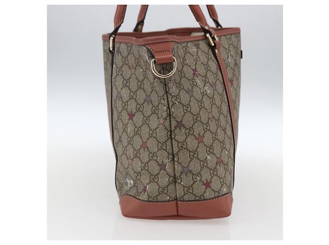 Gucci Borsa Tote GG Supreme in PVC Beige Oro 197953 Auth kk637 D'oro - vista 4