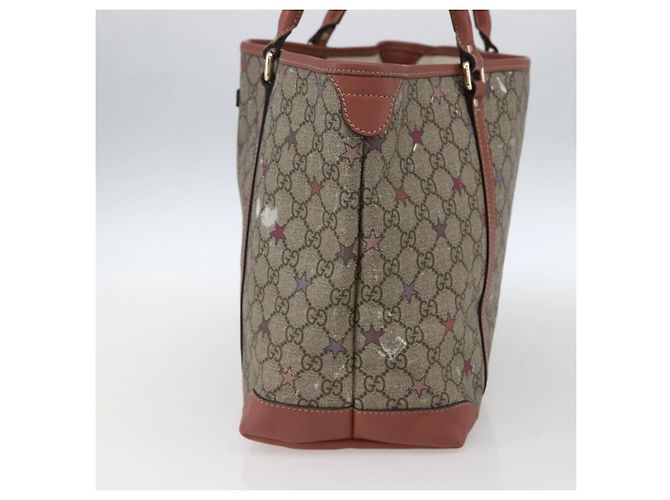 Gucci Borsa Tote GG Supreme in PVC Beige Oro 197953 Auth kk637 D'oro - vista 5