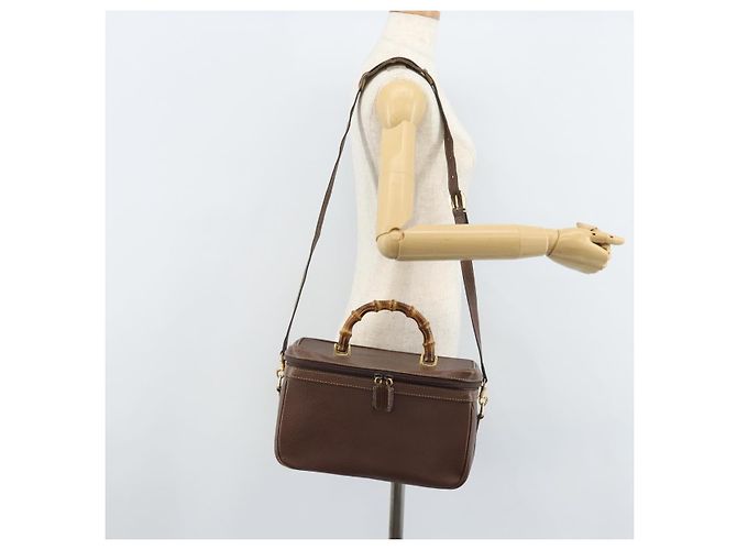 Borsa a mano in pelle GUCCI Bamboo 2way Marrone Oro 013 122 2491 Auth 170509A D'oro - vista 27