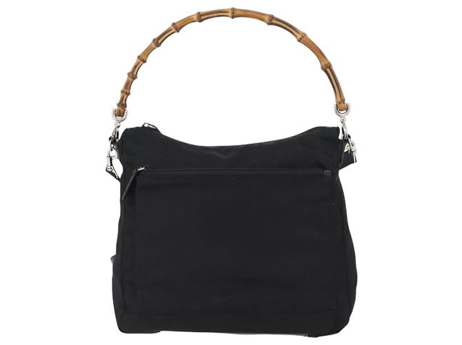 Borsa a Spalla GUCCI Bamboo Nylon 2way Nero Argento 000 2404 0509 Auth bs33431 - vista 2