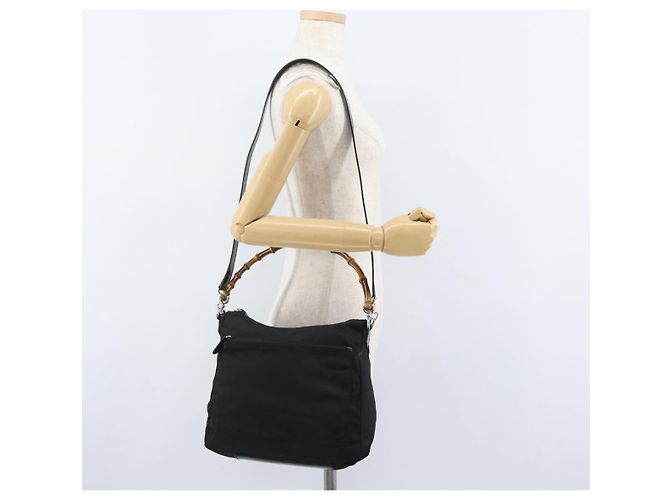 Borsa a Spalla GUCCI Bamboo Nylon 2way Nero Argento 000 2404 0509 Auth bs33431 - vista 26
