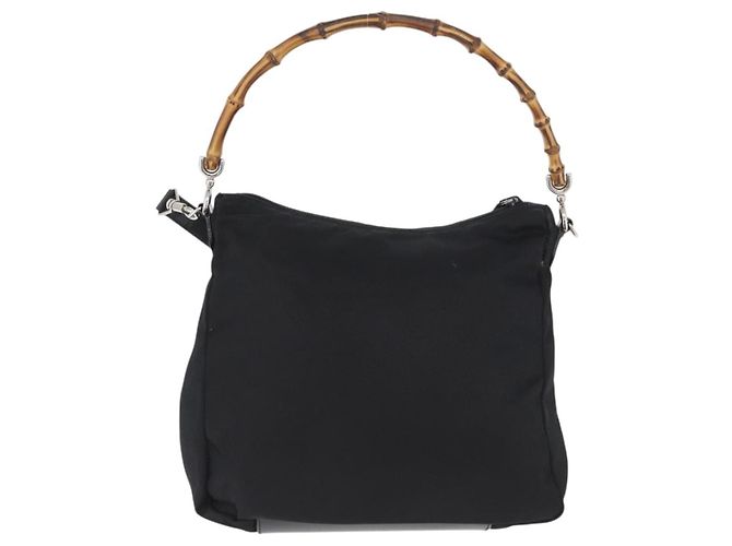 Borsa a Spalla GUCCI Bamboo Nylon 2way Nero Argento 000 2404 0509 Auth bs33431 - vista 3