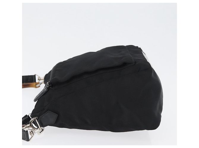 Borsa a Spalla GUCCI Bamboo Nylon 2way Nero Argento 000 2404 0509 Auth bs33431 - vista 5