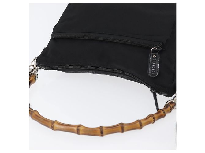 Borsa a Spalla GUCCI Bamboo Nylon 2way Nero Argento 000 2404 0509 Auth bs33431 - vista 6